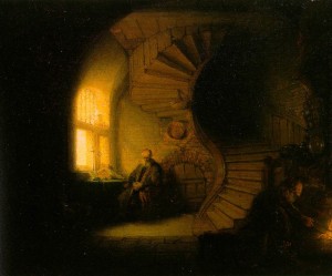 Rembrandt, "Filozof pogrążony w medytacji"