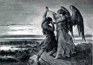 Gustave Doré, "Jakub walczący z aniołem"