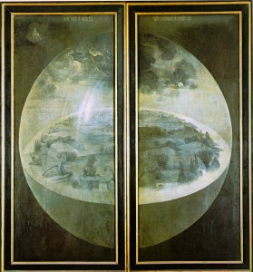 Heronim Bosch, "Stworzenie świata" (dzieło prawdopodobnie przedstawia trzeci dzień stworzenia).