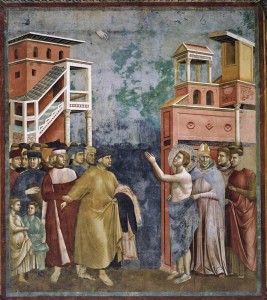 Giotto, "Św. Franciszek wyrzekający się dóbr ziemskich"