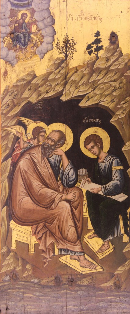 Św. Jan dyktujący na Patmos Ewangelię swemu uczniowi, św. Prochorowi.
